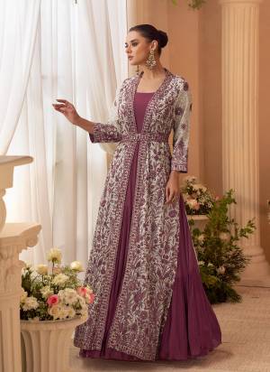 Garb These Party Wear Free Size Stitched Anarkali With Jacket in Fine Colored Pair.These Top Are Chinon And Jacket Are Chinon Fabric.Its Beautified With Heavy Designer Embroidery Work.