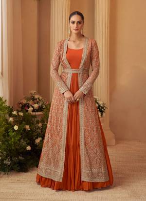 Garb These Party Wear Free Size Stitched Anarkali With Jacket in Fine Colored Pair.These Top Are Chinon And Jacket Are Chinon Fabric.Its Beautified With Heavy Designer Embroidery Work.