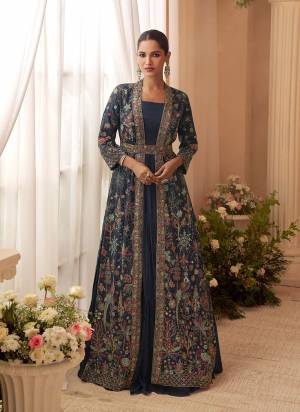 Garb These Party Wear Free Size Stitched Anarkali With Jacket in Fine Colored Pair.These Top Are Chinon And Jacket Are Chinon Fabric.Its Beautified With Heavy Designer Embroidery Work.