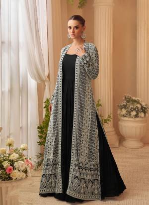 Garb These Party Wear Free Size Stitched Anarkali With Jacket in Fine Colored Pair.These Top Are Chinon And Jacket Are Chinon Fabric.Its Beautified With Heavy Designer Embroidery Work.