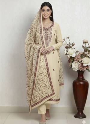 Looking This Suits In Lovely Color.Its Pretty Top Is Roman Silk Based Paired Bottom Santoon And Dyble Chanderi Fabricated Dupatta Are Designer Embroidery Work. Which Gives An Attractive To The Dress.