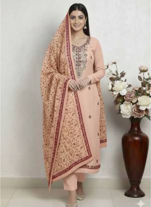 Looking This Suits In Lovely Color.Its Pretty Top Is Roman Silk Based Paired Bottom Santoon And Dyble Chanderi Fabricated Dupatta Are Designer Embroidery Work. Which Gives An Attractive To The Dress.