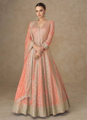 Looking These Party Wear Free Size Stitched Anarkali Suit in Fine Colored Pair.These Top And Dupatta Are Chinon Fabriced.Its Beautified With Heavy Designer Embroidery Work.