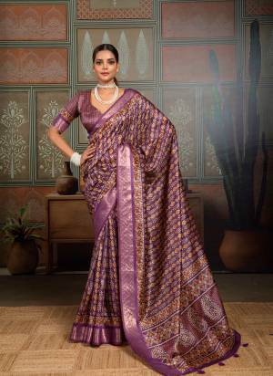 Looking These Fancy Party Wear Saree in Fine Colored.These Saree Are Silk And Blouse is Silk Fabricated.Its Beautified With Woven Border Designer With Printed.