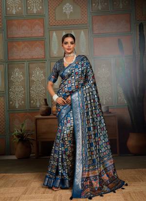 Looking These Fancy Party Wear Saree in Fine Colored.These Saree Are Silk And Blouse is Silk Fabricated.Its Beautified With Woven Border Designer With Printed.