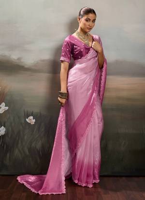 Garb These Fancy Party Wear Saree in Fine Colored.These Saree Are Satin And Blouse is Satin Fabricated.Its Beautified With Pedding Color Designer With Embroidery Work Blouse.