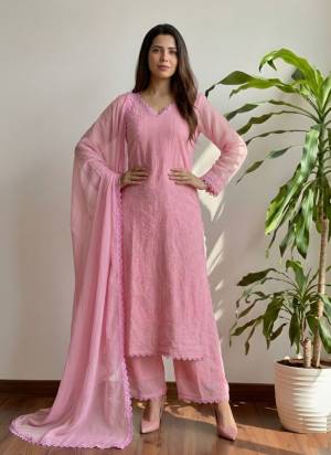 Attrective These Beautiful Looking Readymade Suits.These Top And Bottom Are Georgette And Dupatta is Fabricated On Georgette.Its Beautified With Chikankari Embroidery Work.