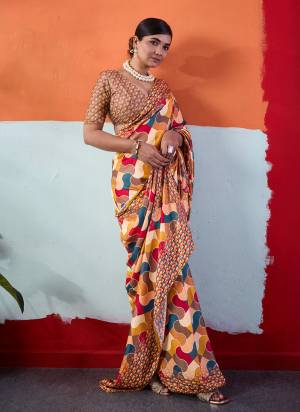 Garb These Fancy Party Wear Saree in Fine Colored.These Saree Are Cotton Crepe And Blouse is Cotton Crepe Fabricated.Its Beautified With Designer Printed.