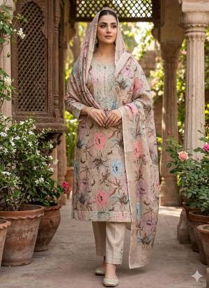 Garb This Suits In Lovely Color.Its Pretty Top Is Mul Cotton Based Paired Bottom Santoon And Mul Cotton Fabricated Dupatta Are Designer Digital Printed With Embroidery Work .