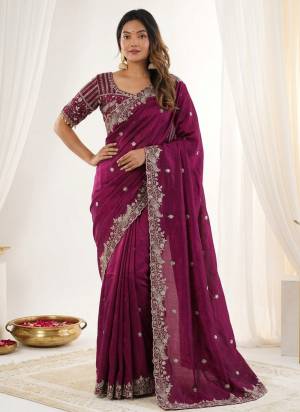 Looking These Party Wear Saree in Fine Colored.These Saree Are Fendy Satin Silk And Blouse is Fabricated On Fendy Satin Silk.Its Beautified With Designer Sequance,Jari Embroidery Work.