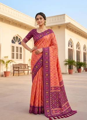 Attractive These Party Wear Saree in Fine Colored.These Saree Are Patola Silk And Blouse is Fabricated On Patola Silk.Its Beautified With Weaving Jacquard Meenakari Designer.