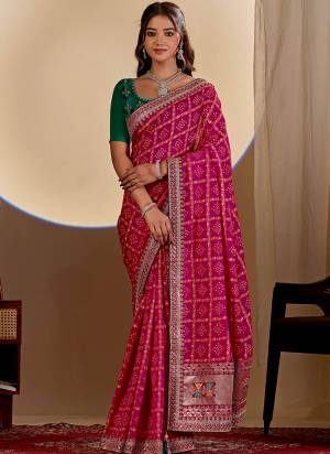 Garb This Party Wear Saree Paired With Blouse.This Saree Are Vichitra Silk And Blouse Are Banglori Silk Fabric With Designer Teble Printed Bandhani With Thread,Sequance Embroidery,Diamond Work. Buy This Pretty Saree Now.