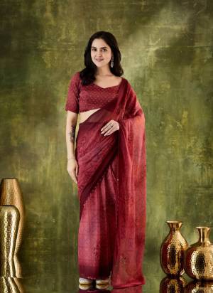 Looking These Party Wear Ready To Wear Saree in Fine Colored.These Saree Are Chiffon And Blouse is Chiffon Fabricated.Its Beautified With Designer Printed.