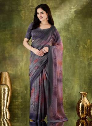 Looking These Party Wear Ready To Wear Saree in Fine Colored.These Saree Are Chiffon And Blouse is Chiffon Fabricated.Its Beautified With Designer Printed.