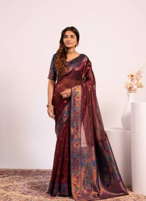 Attractive These Festive And Party Wear Saree in Fine Colored.These Saree And Blouse is Fabricated On Tissue Silk.Its Beautified With Woven Jari,Paithani Pallu Designer.