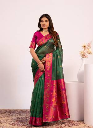 Attractive These Festive And Party Wear Saree in Fine Colored.These Saree And Blouse is Fabricated On Tissue Silk.Its Beautified With Woven Jari,Paithani Pallu Designer.