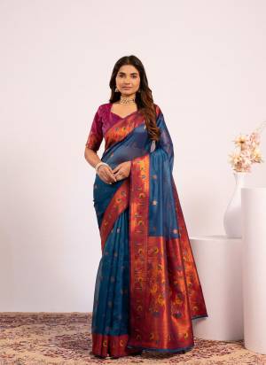 Attractive These Festive And Party Wear Saree in Fine Colored.These Saree And Blouse is Fabricated On Tissue Silk.Its Beautified With Woven Jari,Paithani Pallu Designer.