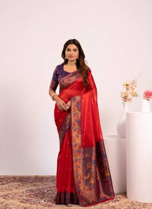 Attractive These Festive And Party Wear Saree in Fine Colored.These Saree And Blouse is Fabricated On Tissue Silk.Its Beautified With Woven Jari,Paithani Pallu Designer.