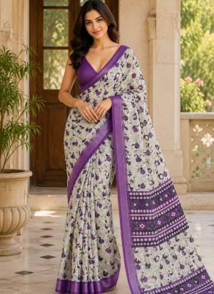 Attrective Looking These Party Wear Saree in Fine Colored.These Saree Are Linen Silk And Blouse is Fabricated On Linen Silk.Its Beautified With Woven Jari Border Designer With Floral Printed.
