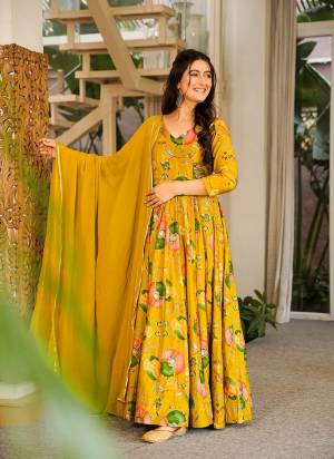 Attrective Looking These Beautiful Looking Readymade Long Gown.These Gown Are Rayon And Dupatta  Are Georgette Fabricated.Its Beautified With Designer Digital Printed.