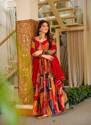 Attrective Looking These Beautiful Looking Readymade Long Gown.These Gown Are Rayon And Dupatta  Are Georgette Fabricated.Its Beautified With Designer Digital Printed.