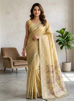  Looking These Party Wear Saree in Fine Colored.These Saree Are Cotton Silk And Blouse is Fabricated On Cotton Silk.Its Beautified With Woven  Designer.