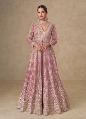Looking These Party Wear Free Size Stitched Anarkali Suit in Fine Colored Pair.These Top  Botton And Dupatta Are Chinon Fabriced.Its Beautified With Heavy Designer Embroidery Work.