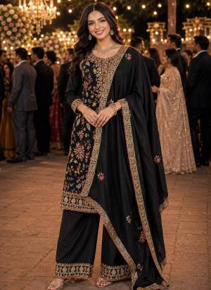  Looking These Party Wear Plazzo Suit in Fine Colored Pair With Dupatta.These Top,Bottom And Dupatta Are Chinon Fabricated.Its Beautified With Designer Heavy Embroidery Work.