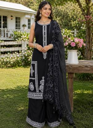  Looking These Party Wear Plazzo Suit in Fine Colored Pair With Dupatta.These Top,Bottom And Dupatta Are Chinon Fabricated.Its Beautified With Designer Heavy Embroidery Work.