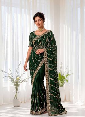 Looking These Fancy Party Wear Saree in Fine Colored.These Saree Are Space Silk And Blouse is Space Silk Fabricated.Its Beautified With Sequance,Cut Dana Gold Beads Hand Work.