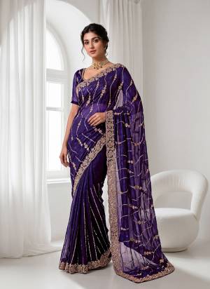 Looking These Fancy Party Wear Saree in Fine Colored.These Saree Are Space Silk And Blouse is Space Silk Fabricated.Its Beautified With Sequance,Cut Dana Gold Beads Hand Work.