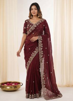 Attractive These Party Wear Saree in Fine Colored.These Saree Are Fendy Satin And Blouse is Fabricated On Fendy Satin.Its Beautified With Designer Sequance,Jari Embroidery,Cut Work.