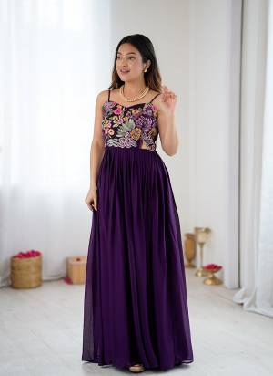 Attrective These Beautiful Looking Party Wear Readymade Gown.These Gown Are Georgette Fabricated.Its Beautified With Disigner Embroidery Work.