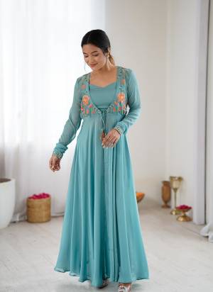 Attrective These Beautiful Looking Party Wear Readymade Bloue,Jacket And Bottom.These Blouse,Jacket And Bottom Are Georgette Fabricated.Its Beautified With Disigner Embroidery With Hand Work.