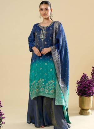 Garb These Designer Plazzo Suit in Fine Colored Pair With Bottom And Dupatta.These Top Are Viscose Jacquard And Bottom Are Fabricated On Viscose Pair With Viscose Jacquard Dupatta.Its Beautified With Woven Jacquard Designer With Hand Work.
