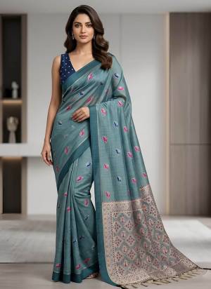 Garb These Party Wear Saree in Fine Colored.These Saree Are Cotton Silk And Blouse is Fabricated On Cotton Silk.Its Beautified With Woven Multy Thread Designer.