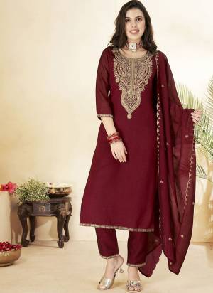 Garb These Suit in Fine Colored Pair With Bottom And Dupatta.These Top Are Vichitra Silk And Bottom Are Fabricated On Vichitra Silk Pair With Vichitra Dupatta.Its Beautified With Designer Embroidery Work.