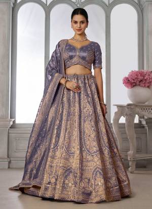 For A Designer Look,Grab These Lehenga Choli in Fine Colored.These Lehenga And Choli Are Fabricated On Kanjivaram Tissue Pair With Tissue Dupatta.Its Beautified With Designer Embroidery,Hand Work.