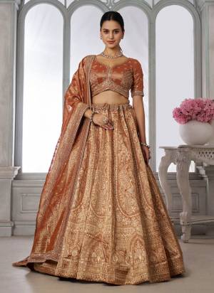 For A Designer Look,Grab These Lehenga Choli in Fine Colored.These Lehenga And Choli Are Fabricated On Kanjivaram Tissue Pair With Tissue Dupatta.Its Beautified With Designer Embroidery,Hand Work.
