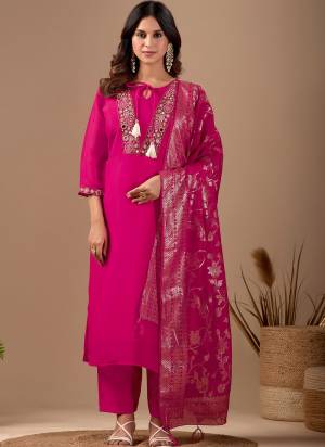Garb These Suit in Fine Colored Pair With Bottom And Dupatta.These Top Are Mul Chanderi And Bottom Are Fabricated On Roman Silk Pair With Jacquard Silk Dupatta.Its Beautified With Designer Embroidery Work.