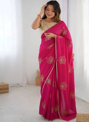 Looking These Party Wear Saree in Fine Colored.These Saree Are Vichitra Silk And Blouse is Fabricated On Soft Silk.Its Beautified With Designer Sequance Jari Embroidery Work.