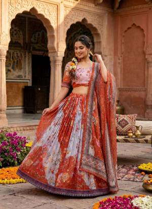 Looking These Party Wear Lehenga Choli in Fine Colored. These Lehenga And Blouse Are Tabby Silk And Dupatta Are Fabricated On Tabby Silk Fabriced. It is Beautified With Digital Printed Designer,Embroidery Work.