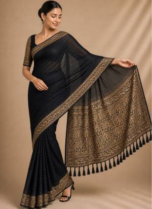 Garb These Party Wear Fancy Saree in Fine Colored Pair With Blouse.These Saree and Blouse Are Fabricated On Chiffon.Its Beautified With Wevon Jacquard Designer.
