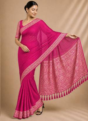 Garb These Party Wear Fancy Saree in Fine Colored Pair With Blouse.These Saree and Blouse Are Fabricated On Chiffon.Its Beautified With Wevon Jacquard Designer.