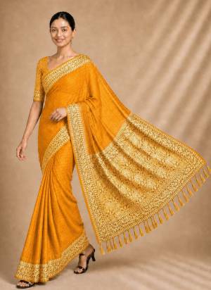 Garb These Party Wear Fancy Saree in Fine Colored Pair With Blouse.These Saree and Blouse Are Fabricated On Chiffon.Its Beautified With Wevon Jacquard Designer.