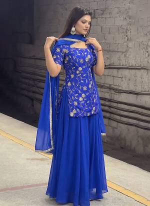 Garb These Suit in Fine Colored Pair With Bottom And Dupatta.These Top Are Faux Georgette And Bottom Are Fabricated On Faux Georgette Pair With Faux Georgette Dupatta.Its Beautified With Designer Embroidery Work.