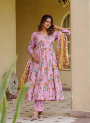 Attrective These Beautiful Looking Readymade Anarkali Suits.These Top Are Cotton Silk And Bottom Are Cotton Silk Fabricated On Cotton Silk Dupatta.Its Beautified With Designer Digital Printed.