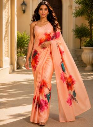 Looking These Party Wear Saree in Fine Colored Pair With Blouse.These Saree and Blouse Are Fabricated On Chanderi Linen.Its Beautified With Designer Digital Printed.