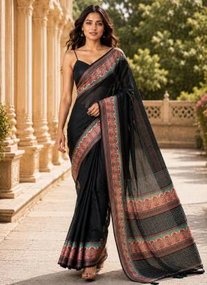 Looking These Party Wear Saree in Fine Colored Pair With Blouse.These Saree and Blouse Are Fabricated On Chanderi Linen.Its Beautified With Designer Digital Printed.