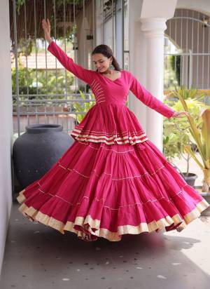 Looking These Beautiful Looking Navratri Wear Free Size Stitched Lahenga Choli.These Lahenga Are Cora Cotton And Blouse is Fabricated On Cora Cotton.Its Beautified With Designer Gota Patti Lace Work.